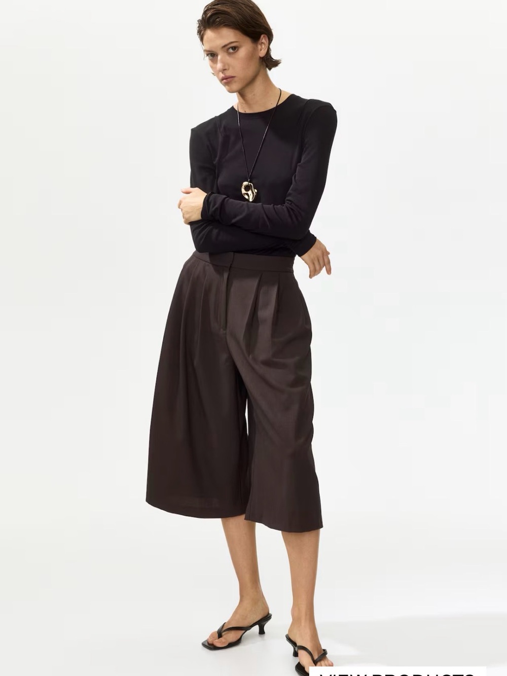 NWOT HM Brown Wide-Leg Culottes